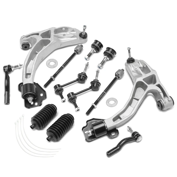 2003-2005 Ford Crown Victoria A Set of 12 Control Arm Ball Joint Tie Rod and Sway Bar Link Kit Front Side A-Premium APCA3967