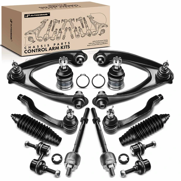 A Set of 12 Control Arm Ball Joint Tie Rod and Sway Bar Link Kit Front Side A-Premium APCA3589