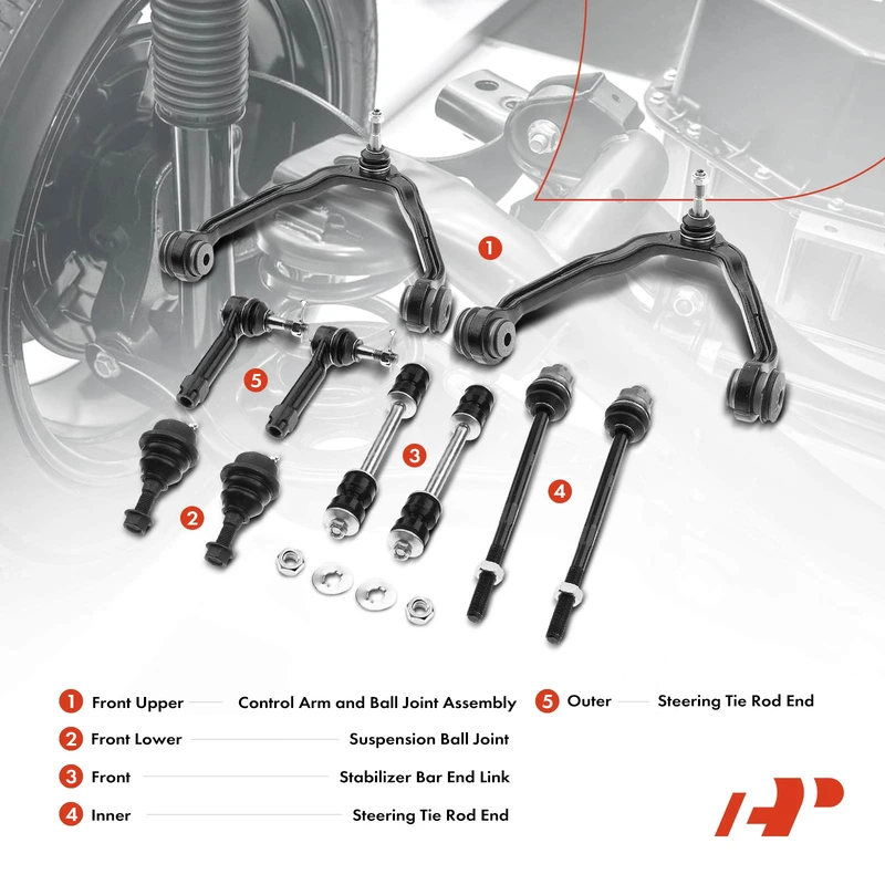 A Set of 10 Control Arm Ball Joint Sway Bar Link Tie Rod End Kit Front Side A-Premium APCA3977