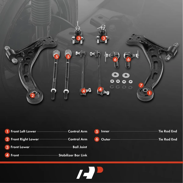 A Set of 10 Control Arm Ball Joint Sway Bar Link Tie Rod End Kit Front Side A-Premium APCA3990
