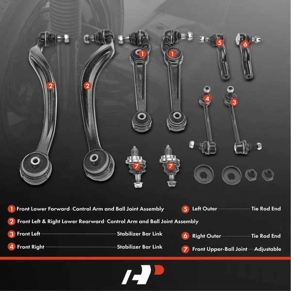 A Set of 10 Control Arm Ball Joint Sway Bar Link Tie Rod End Kit Front Side A-Premium APCA4003