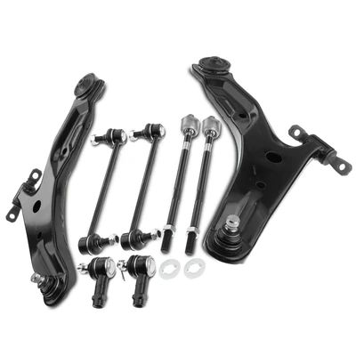 8 Pcs Front Control Arm with Ball Joint Stabilizer Bar Link Tie Rod End