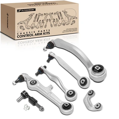 2002-2004 Audi A4 A Set of 6 Control Arm Sway Bar Link and Tie Rod End Kit Front Side A-Premium APCA4882