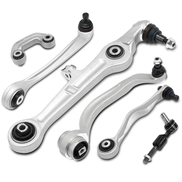 2002-2004 Audi A4 A Set of 6 Control Arm Sway Bar Link and Tie Rod End Kit Front Side A-Premium APCA4883