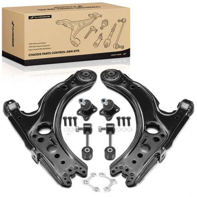 1999-2006 Volkswagen Golf A Set of 6 Control Arm Ball Joint and Sway Bar Link Kit Front Side A-Premium APCA4903