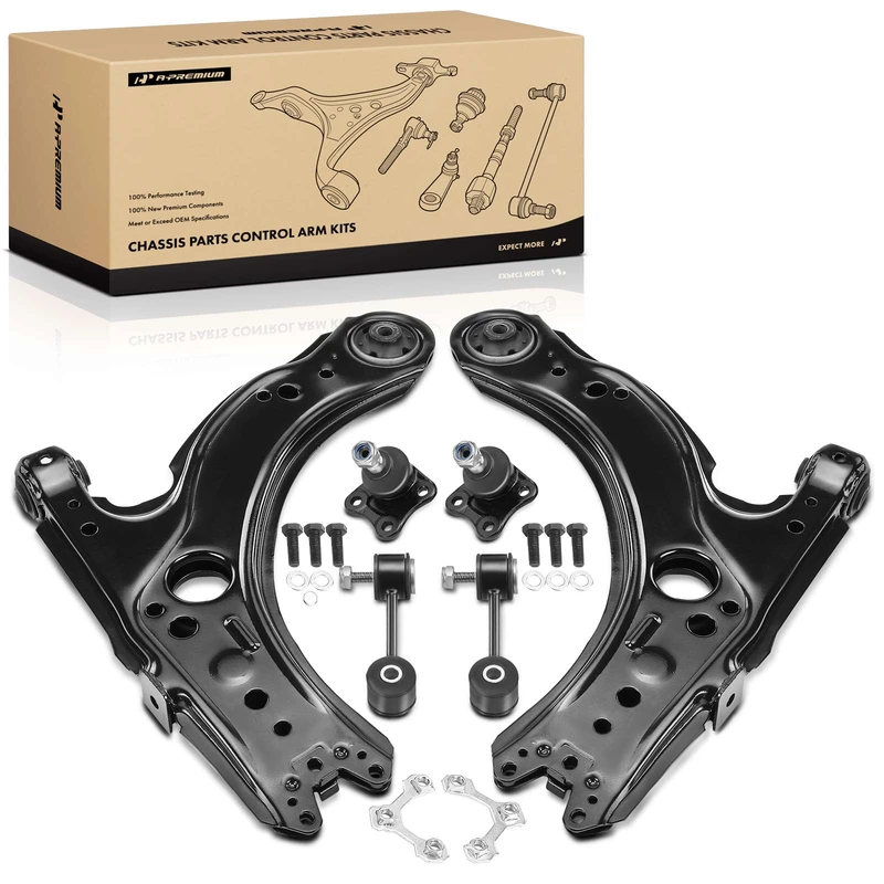 1999-2006 Volkswagen Golf A Set of 6 Control Arm Ball Joint and Sway Bar Link Kit Front Side A-Premium APCA4903