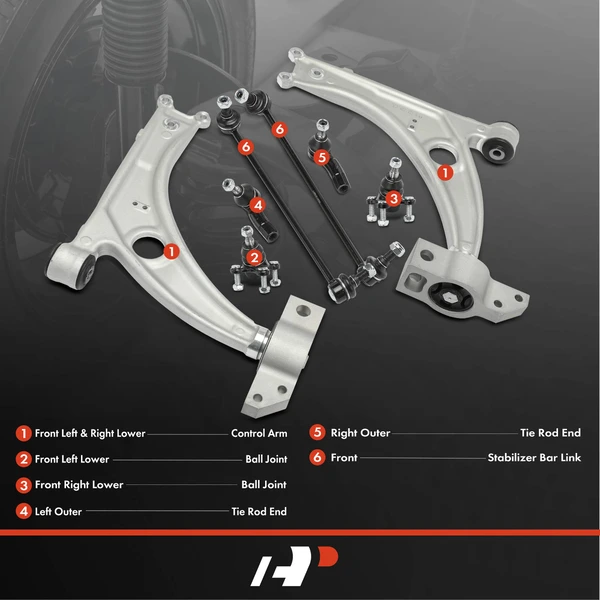 A Set of 8 Control Arm Ball Joint Sway Bar Link Tie Rod End Kit Front Side A-Premium APCA4928