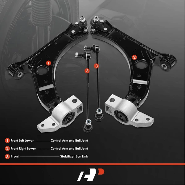 A Set of 4 Control Arm and Sway Bar Link Kit Front Side A-Premium APCA4930