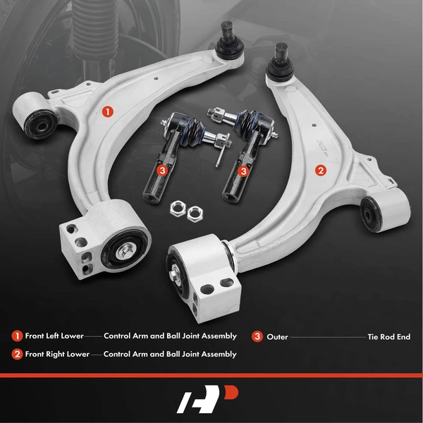 A Set of 4 Control Arm and Tie Rod End Kit Front Side A-Premium APCA4948