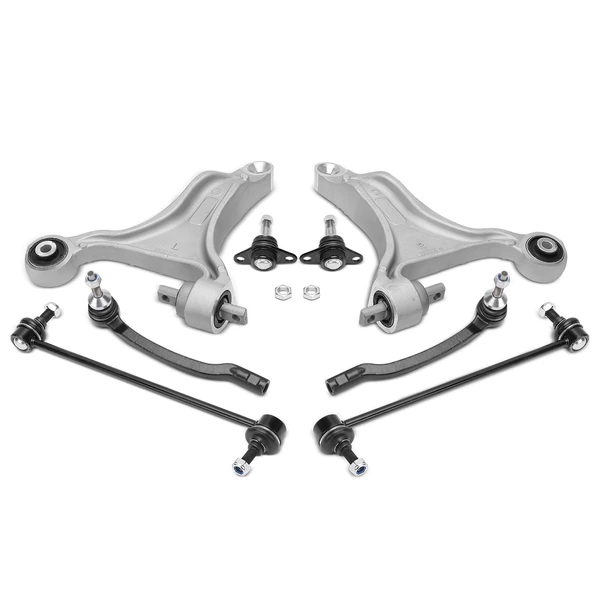 2003-2007 Volvo XC70 A Set of 8 Control Arm Ball Joint Sway Bar Link Tie Rod End Kit Front Side A-Premium APCA4970