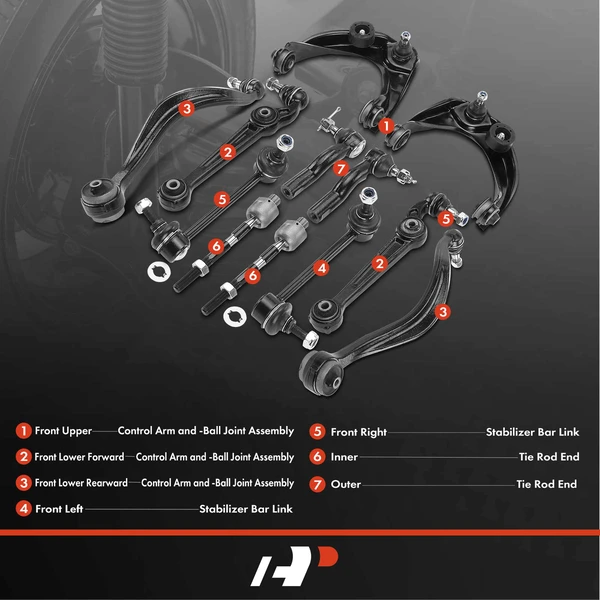 A Set of 12 Control Arm Sway Bar Link and Tie Rod End Kit Front Side A-Premium APCA4971