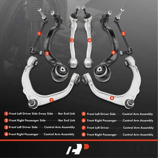 A Set of 8 Control Arm and Sway Bar Link Kit Front Side A-Premium APCA4973