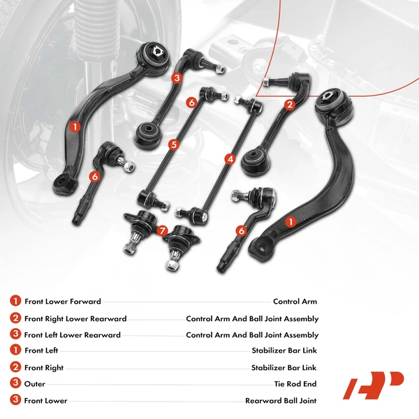 A Set of 10 Control Arm Ball Joint Sway Bar Link Tie Rod End Kit Front Side A-Premium APCA4055