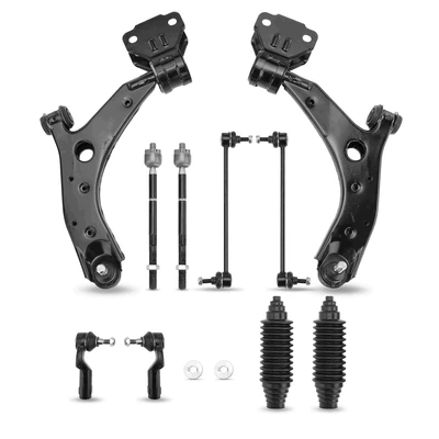 10 Pcs Front Control Arm with Ball Joint Sway Bar Tie Rod End Kit