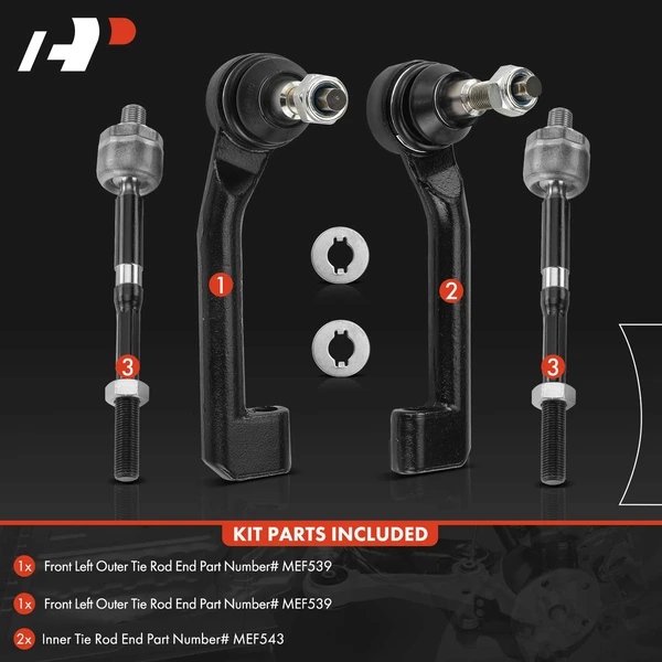 4 Pcs Inner & Outer Tie Rod End for Ford Explorer Police Interceptor Utility