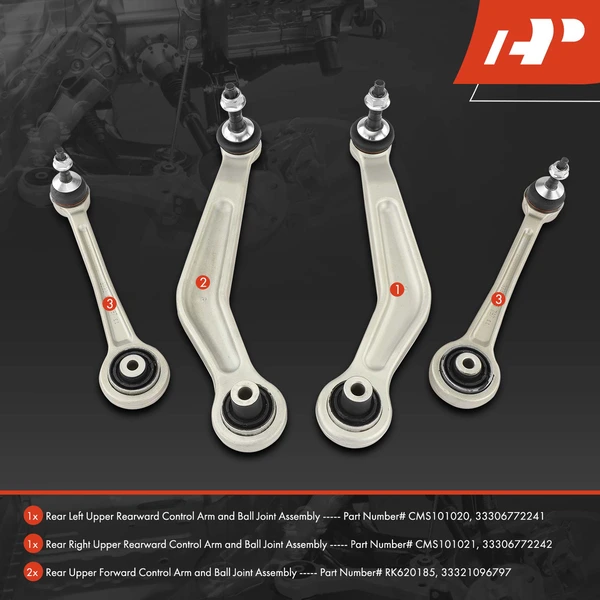 4-Pc Control Arm and Ball Joint Kit, Rear Upper Forward & Rearward with Ball Joint A-Premium APCA6194