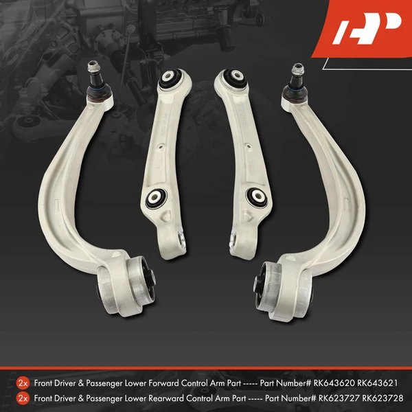 4-Pc Control Arm and Ball Joint Kit, Front Lower Forward & Rearward with Ball Joint A-Premium APCA6051