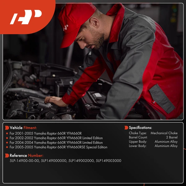 2 Barrel Carburetor for Yamaha Raptor 660R YFM660R 2001-2005