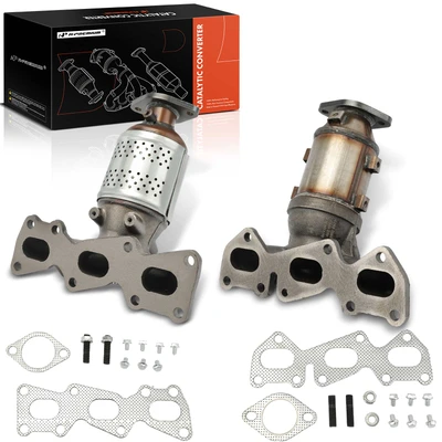2 Pcs Front Catalytic Converter with Integrated Exhaust Manifold