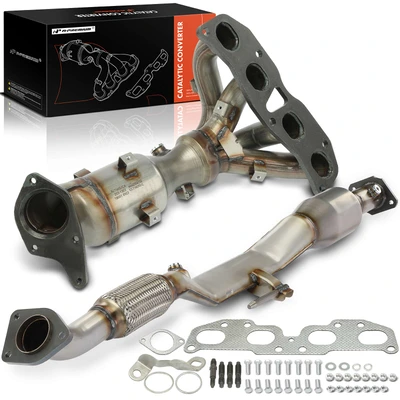 2 Pcs Front & Rear Catalytic Converter with Exhaust Manifold