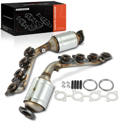 2 Pcs Left & Right Catalytic Converter with Exhaust Manifold