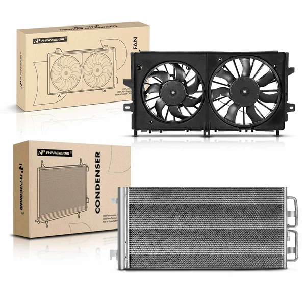 AC Condenser & Dual Cooling Fan Assembly Kit for 2006-2011 Chevrolet Impala