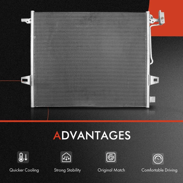 2 Pcs AC Condenser & Single Cooling Fan Assembly Kit for Mercedes-Benz W164 ML350 W251