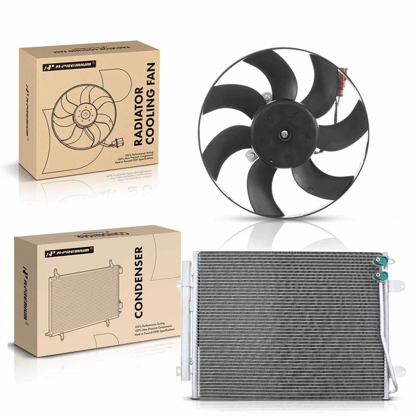 AC Condenser & Cooling Fan Assembly Kit for 2006-2010 Volkswagen Passat