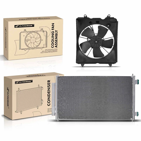 AC Condenser & Single Cooling Fan Assembly Kit for 2010-2011 Honda CR-V