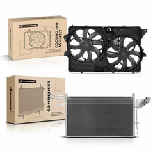 AC Condenser & Dual Cooling Fan Assembly Kit for Ford Flex 2009 V6 3.5L