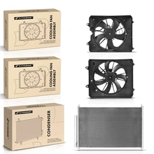 1 Pc AC Condenser & 2 Pcs Single Cooling Fan Assembly Kit