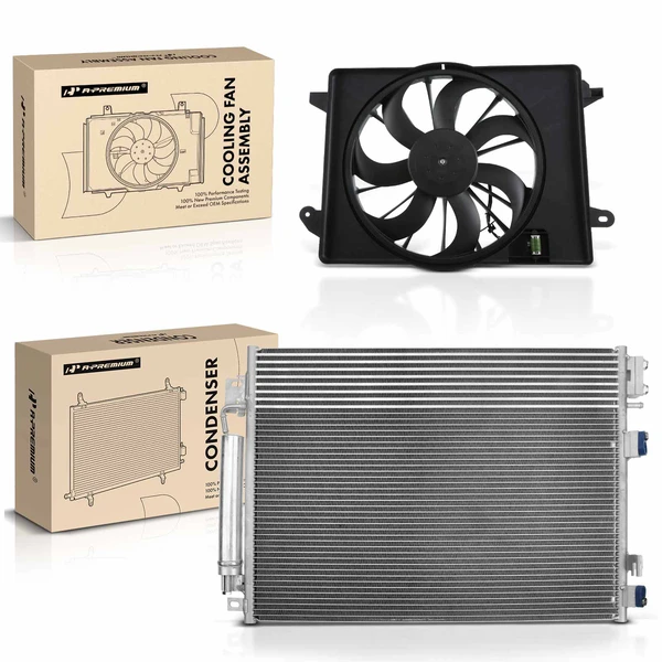 AC Condenser & Single Cooling Fan Assembly Kit for 2009-2010 Dodge Charger