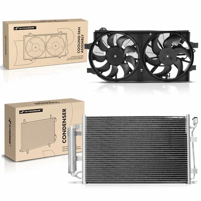 AC Condenser & Dual Cooling Fan Assembly Kit for Nissan LEAF 2011-2012