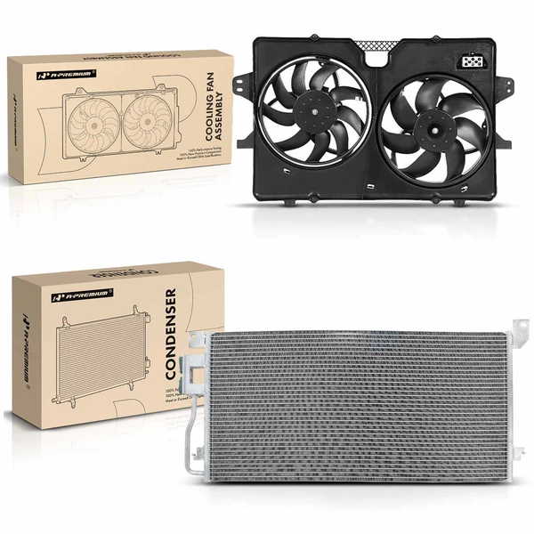 AC Condenser & Dual Cooling Fan Assembly Kit for 2009-2012 Ford Escape