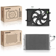 AC Condenser & Single Cooling Fan Assembly Kit for 2011-2013 Hyundai Elantra