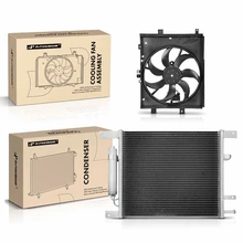 AC Condenser & Single Cooling Fan Assembly Kit for Nissan Versa 12-19 1.6L Auto