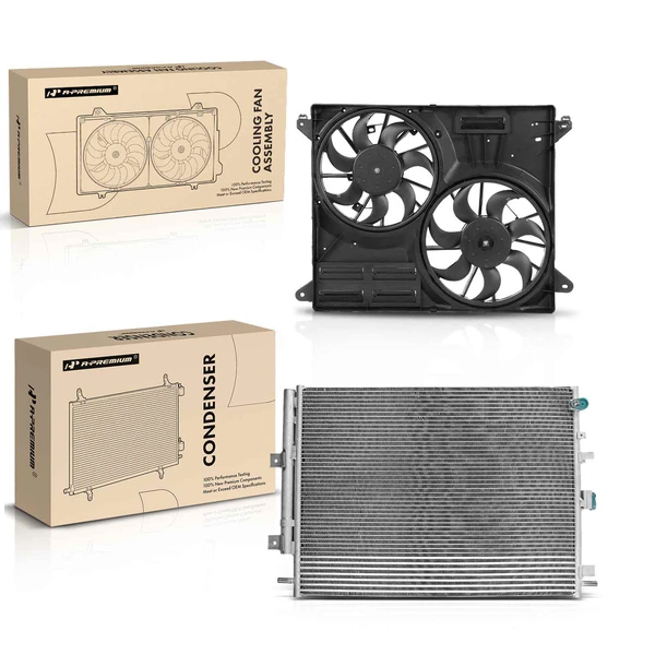 AC Condenser & Dual Cooling Fan Assembly Kit for 2016-2018 Lincoln MKX
