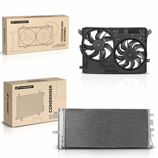 AC Condenser & Dual Cooling Fan Assembly Kit for 2017-2020 Lincoln MKZ