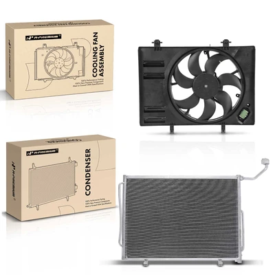 AC Condenser & Single Cooling Fan Assembly Kit for 2018-2021 Ford EcoSport