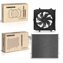AC Condenser & Single Cooling Fan Assembly Kit for 2002-2004 Jeep Liberty
