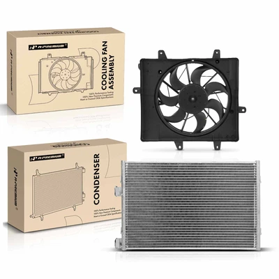 AC Condenser & Single Cooling Fan Assembly Kit for Chrysler PT Cruiser 2006-2010