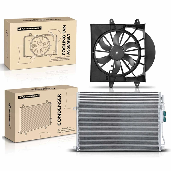 AC Condenser & Single Cooling Fan Assembly Kit for 2005-2008 Jeep Grand Cherokee