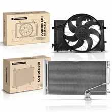AC Condenser & Single Cooling Fan Assembly Kit for 2005 Mercedes-Benz C55 AMG