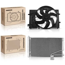 AC Condenser & Single Cooling Fan Assembly Kit for 2001-2005 Mercedes-Benz C320