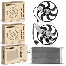 1 Pc AC Condenser & 2 Pcs Single Cooling Fan Assembly Kit