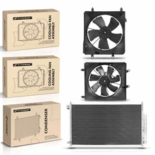 1 Pc AC Condenser & 2 Pcs Single Cooling Fan Assembly Kit