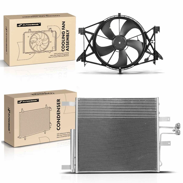 AC Condenser & Single Cooling Fan Assembly Kit for Ram 1500 2012-2017 Ram 2500