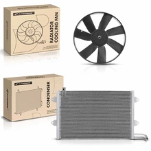 AC Condenser & Single Cooling Fan Assembly Kit for 1994-1998 Volkswagen Jetta