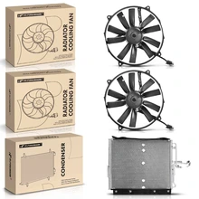 1 Pc AC Condenser & 2 Pcs Single Cooling Fan Assembly Kit
