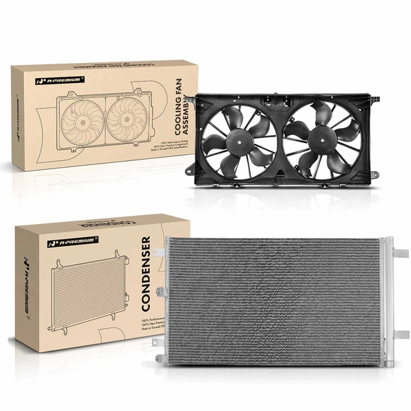 AC Condenser & Dual Cooling Fan Assembly Kit for Ford F-150 Expedition Lincoln